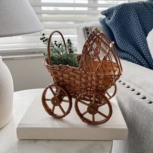 Vintage Wicker Baby Carriage Nursery Decor
